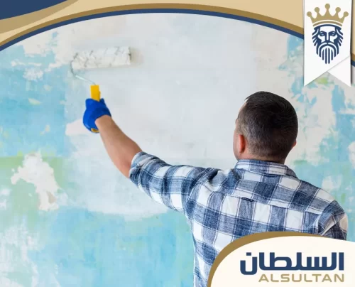 استخدام سلالم ومعدات حديثة للوصول لأعلى نقاط الجدران بدهان متساوٍ تماماً.